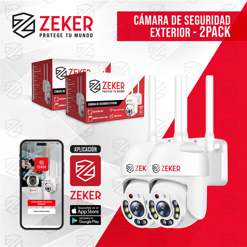 Pack x2 Cámara de Seguridad Wifi Impermeable Zeker 2MP 5G