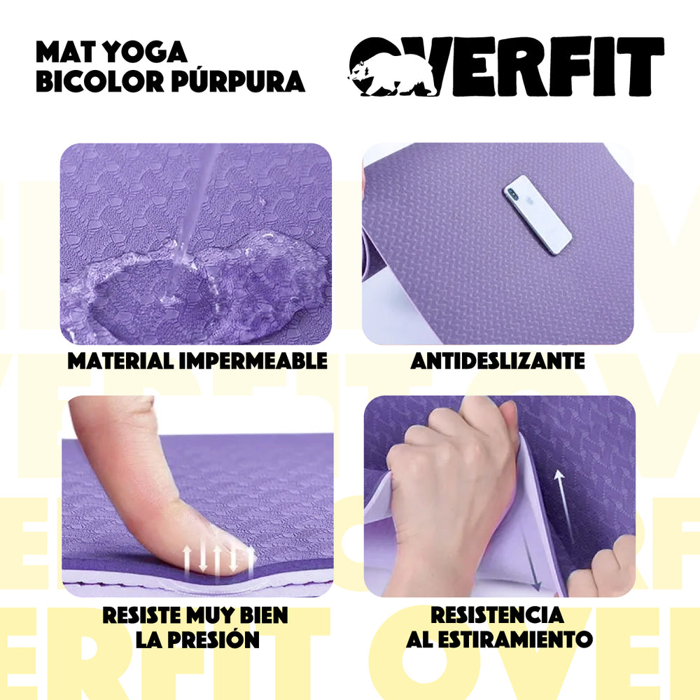 Mat Yoga TPE 6mm Overfit Alfombra Alfombra Pilates Bicolor