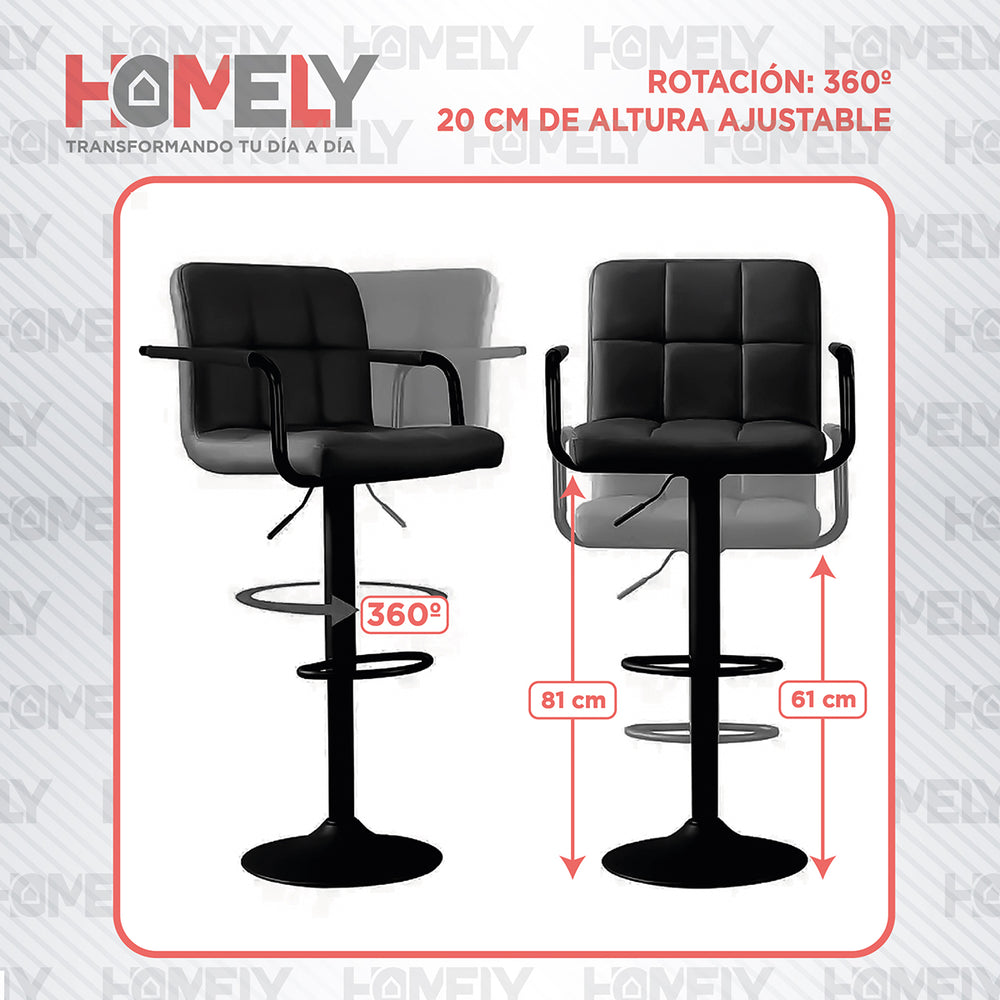 Silla De Bar Piso Taburete Homely Noir Comfort 61-81CM - Negro