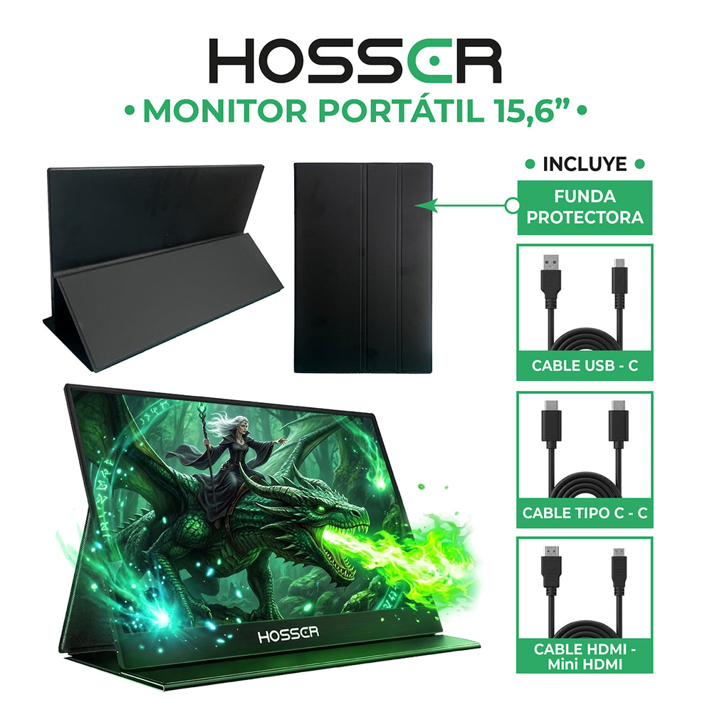 Monitor Notebook Portátil Gaming 15.6 Hosser FHD Parlante