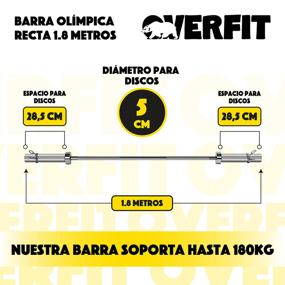 Barra Olimpica Overfit 11.5Kg 1.8m - Foto 3
