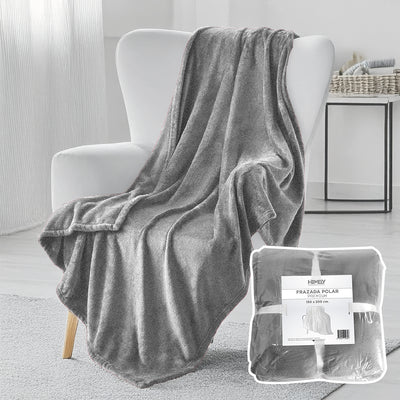 Frazada Polar Termica 2 Plazas Homely Manta 150x200cm Gris