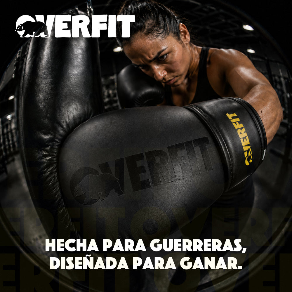 Guantes De Box Overfit Negros Con Velcro 12 Oz Color Negro