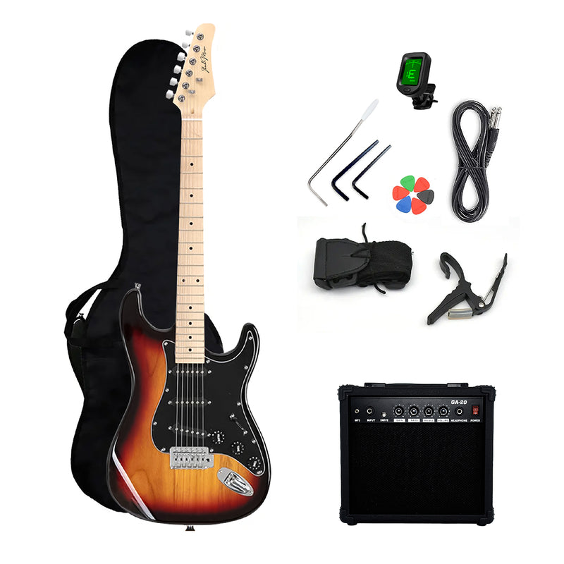 Guitarra Eléctrica Strato Ibrah + Amplif + Accesorios Cafe