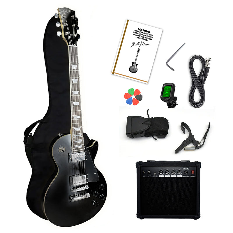 Guitarra Electrica LP Ibrah + Amplif + Accesorios all black