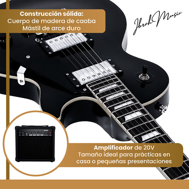 Guitarra Electrica LP Ibrah + Amplif + Accesorios all black