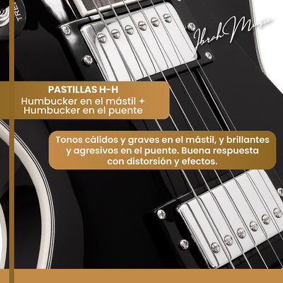 Guitarra Electrica LP Ibrah + Amplif + Accesorios all black