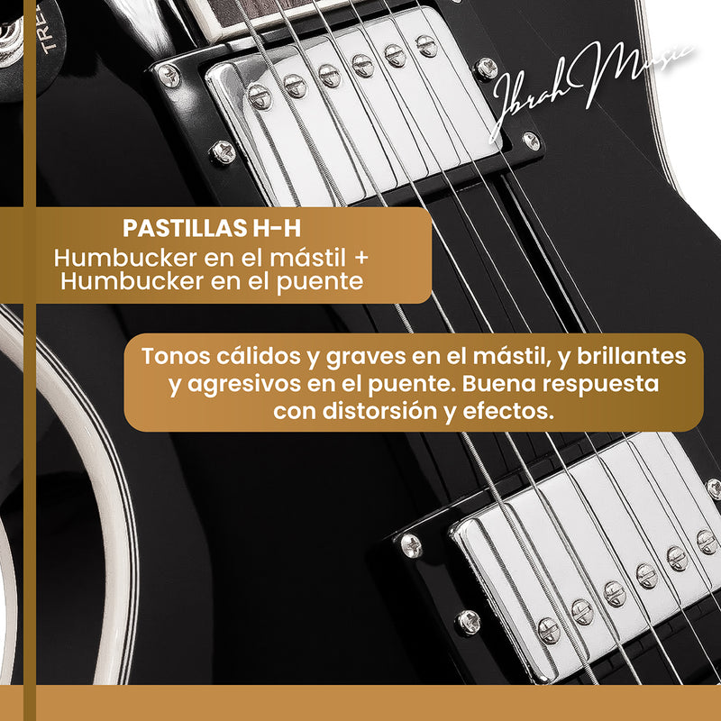 Guitarra Electrica LP Ibrah + Amplif + Accesorios all black