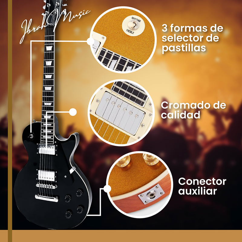 Guitarra Electrica LP Ibrah + Amplif + Accesorios all black