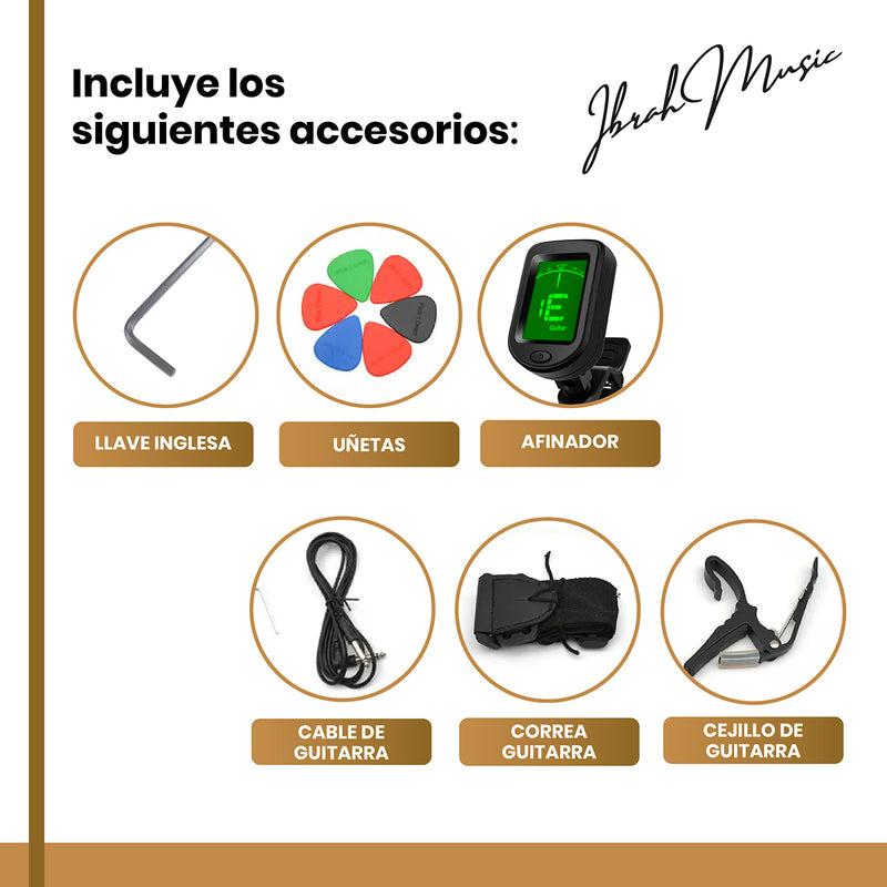 Guitarra Electrica LP Ibrah + Amplif + Accesorios all black