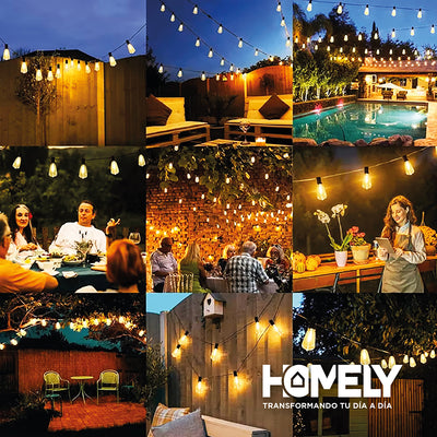 Guirnalda Terraza Exterior 10 Metros + 10 Ampolletas Lagrima Homely