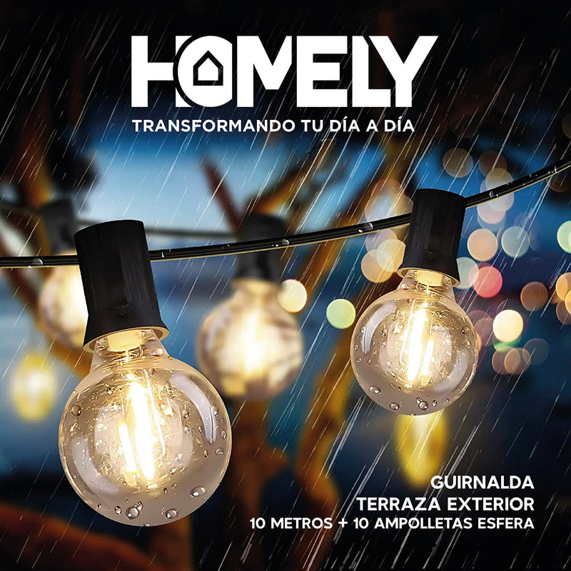 Guirnalda Terraza Exterior 10 Metros + 10 A Esfera Homely