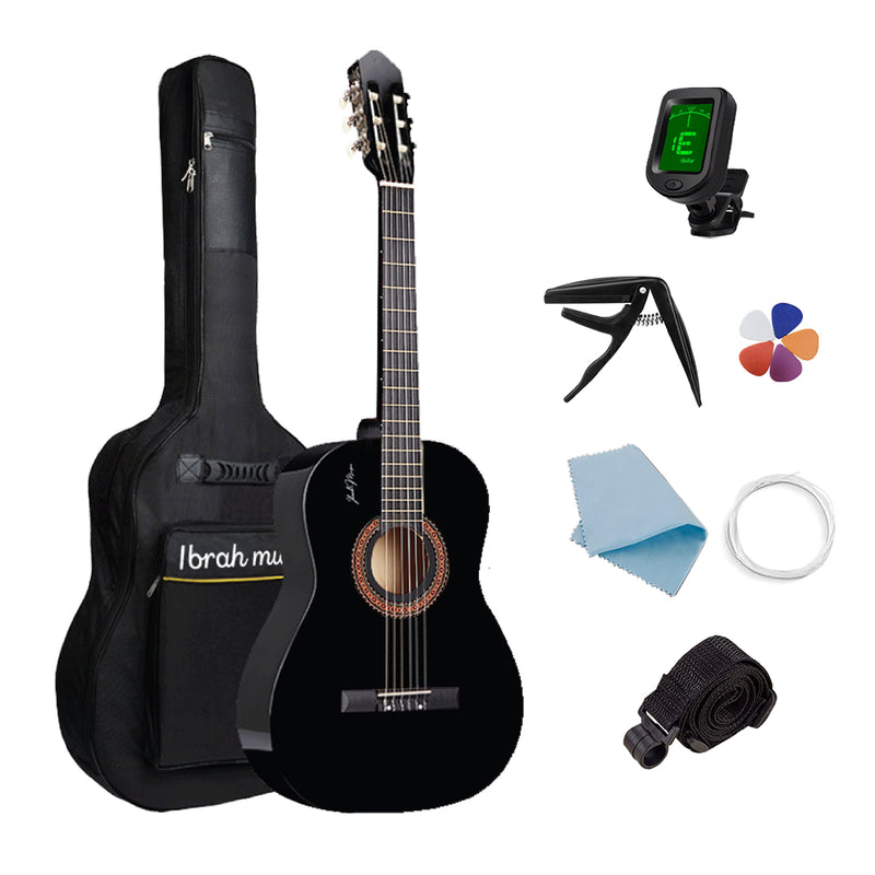 Guitarra Acústica Clásica Ibrah 39 Pulgadas Colores + Funda