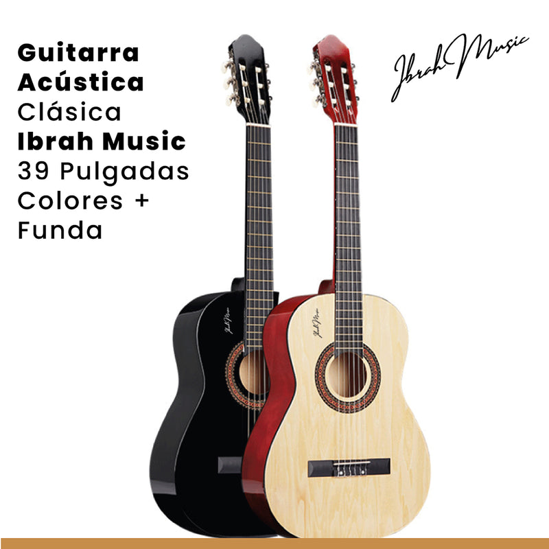 Guitarra Acústica Clásica Ibrah 39 Pulgadas Colores + Funda