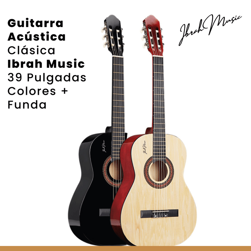 Guitarra Acústica Clásica Ibrah 39 Pulgadas Colores + Funda