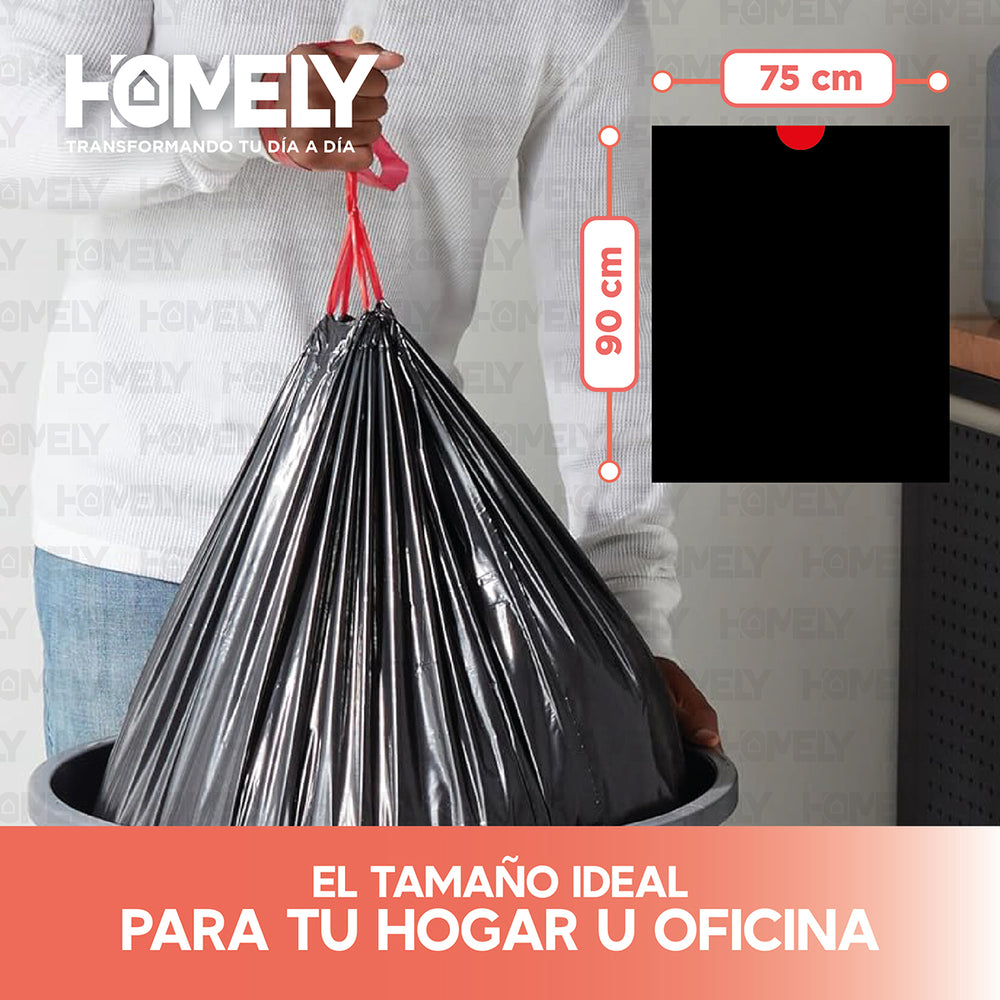 Bolsas Basura 75x90cm Con Cordon 20U Homely 100L Resistente
