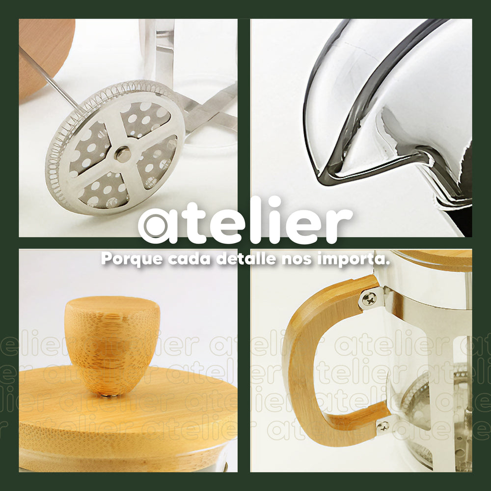 Cafetera Francesa 800Ml Atelier Prensa Vidrio Acero Portatil