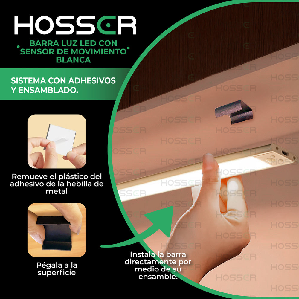 Aplique Pared Luz Led Hosser Barra Con Sensor De Movimiento Blanco