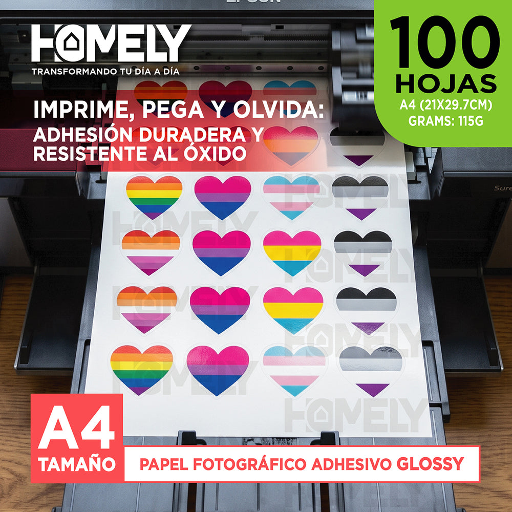 Papel fotográfico adhesivo impresión 115g 100 hojas