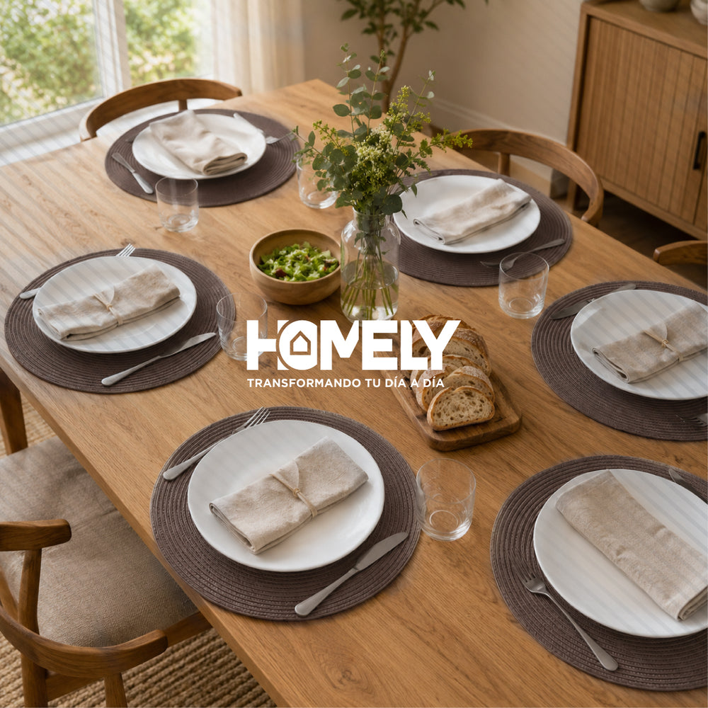 Pack x 6 Individuales De Mesa Circulares Homely Color Cafe