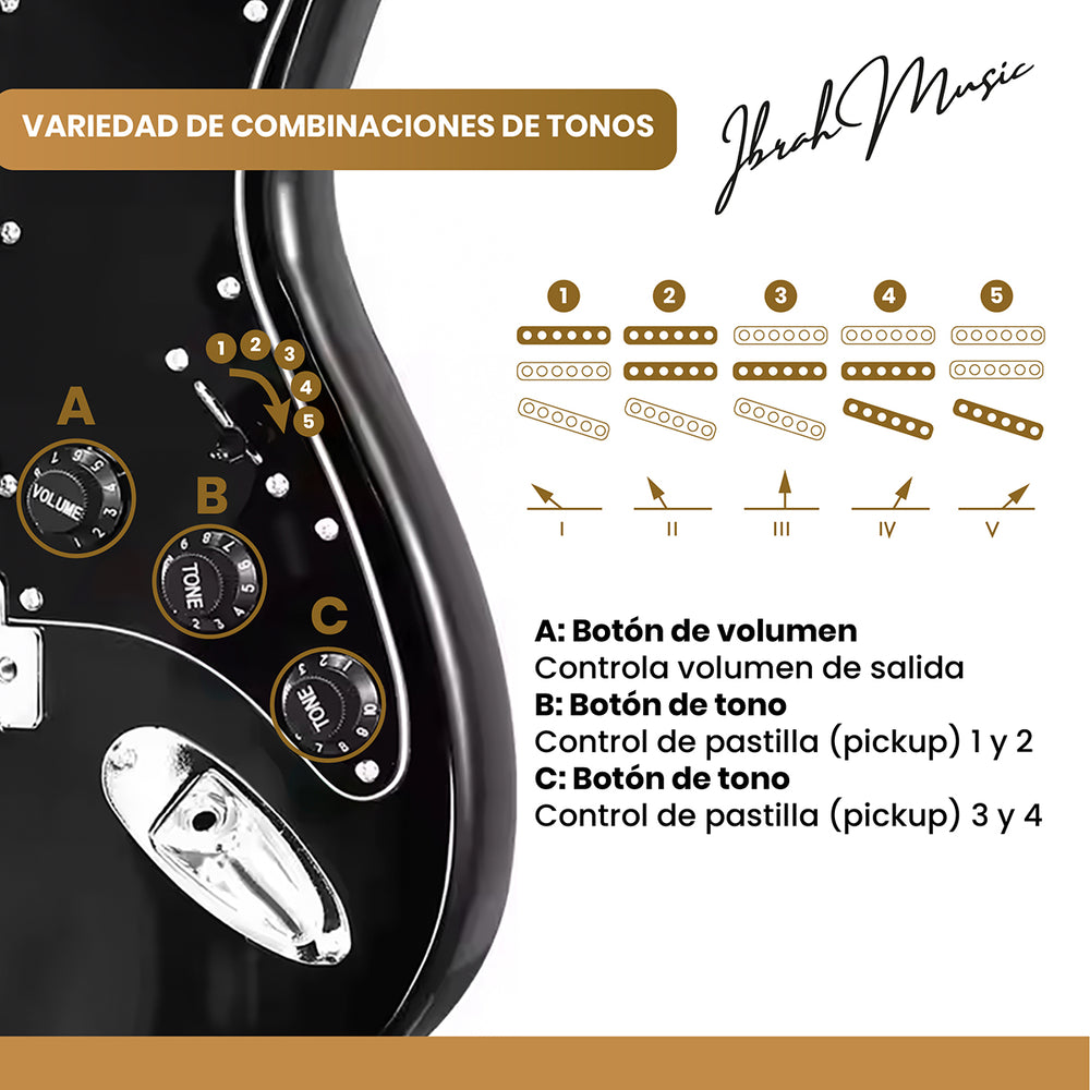Guitarra Electrica Strato Zurdos Ibrah Amplificador + Acc
