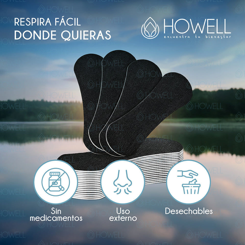Tiras Nasales Howell Dilatador Nasal 30 Unidades Negro