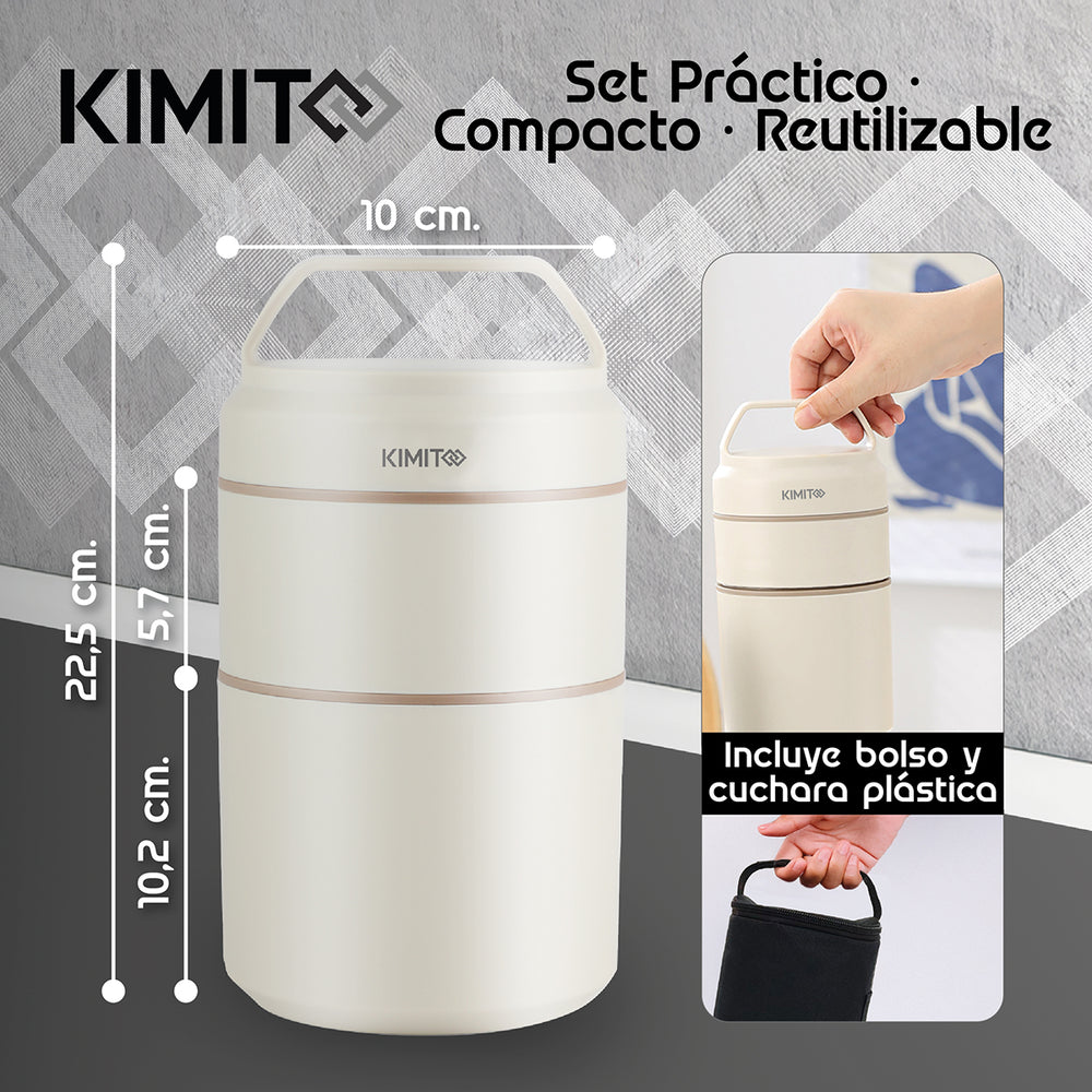 Termo Comida y Liquido Kimito Acero 1200 Ml Multiproposito