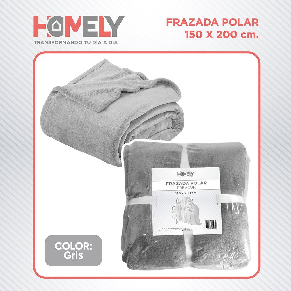 Frazada Polar Termica 2 Plazas Homely Manta 150x200cm Gris