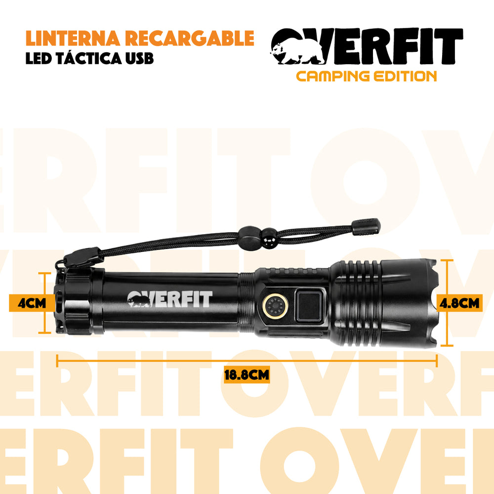Linterna Led Overfit Largo Alcance Bolsillo Tactica Potente