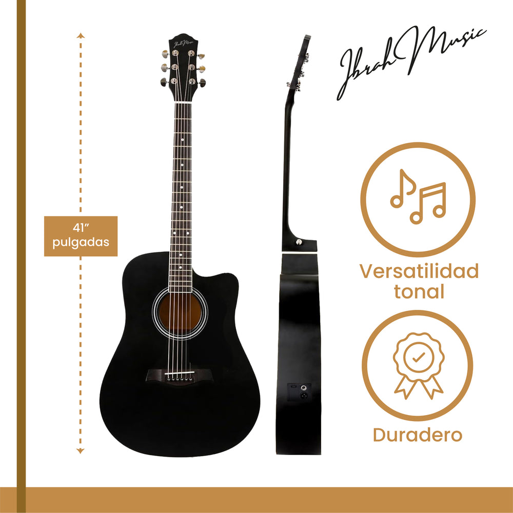 Guitarra Electroacustica Ibrah Music 41 Pulgadas Funda + Acc