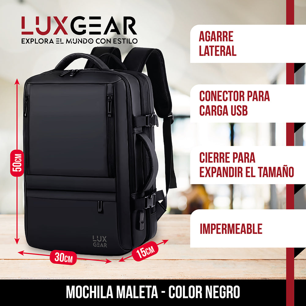 Mochila Maleta Viaje Cabina Luxgear Notebook Impermeable 48L