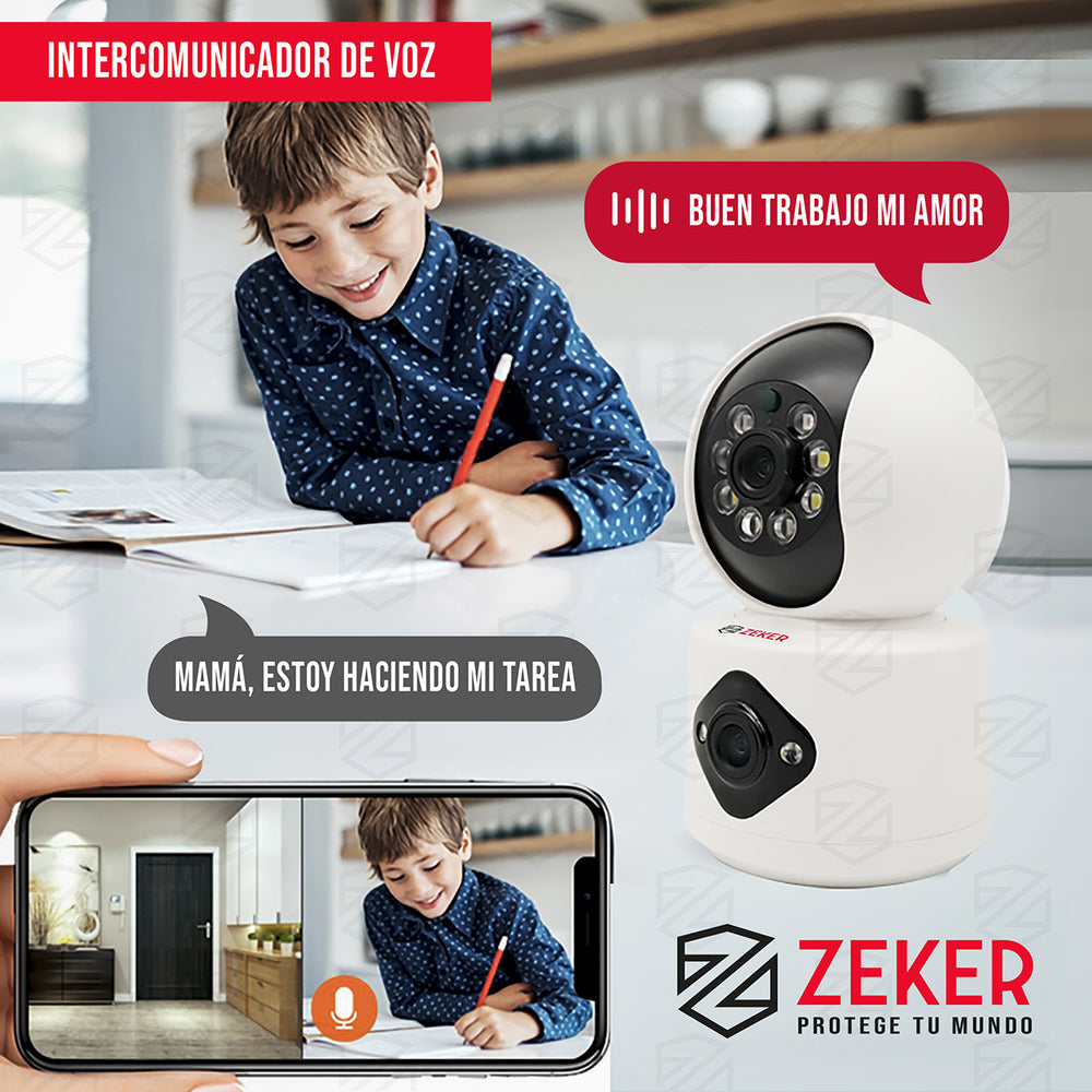 Camara De Seguridad Interior Doble Zeker 4MP 2.5Ghz Wifi IP
