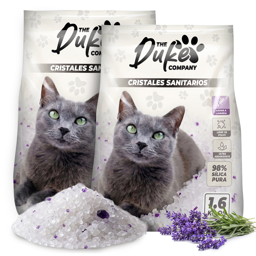 Arena Para Gato Cristales Sanitarios Duke 1.6 Kg Aroma Lavanda Pack x2