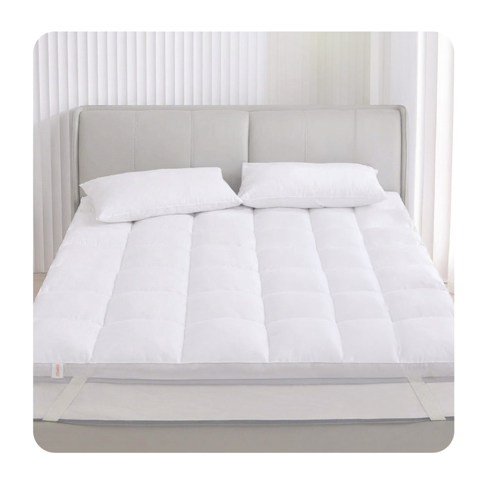 Topper Cubre Colchon King Homely Acolchado Hipoalergenico Eslastico Premium Blanco Protector Viscoelastico