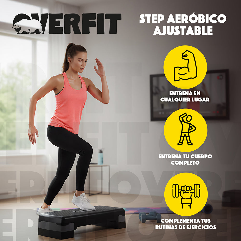 Step Aeróbico Ajustable 2 Niveles Antideslizante Overfit