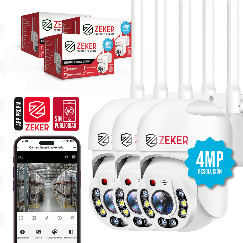 Pack X3 Camara De Seguridad Wifi Impermeable Zeker 4mp 2.4g