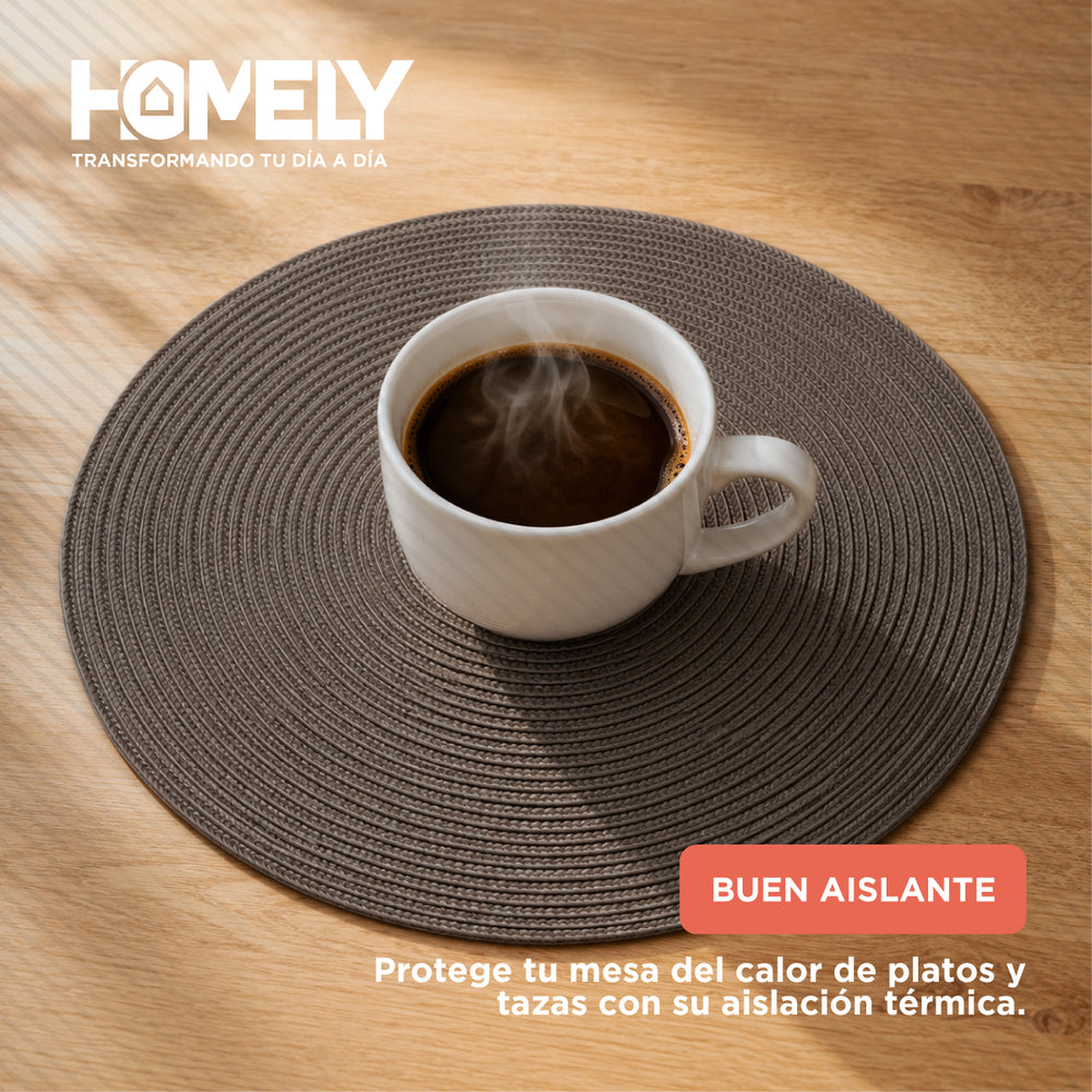 Pack x 6 Individuales De Mesa Circulares Homely Color Cafe