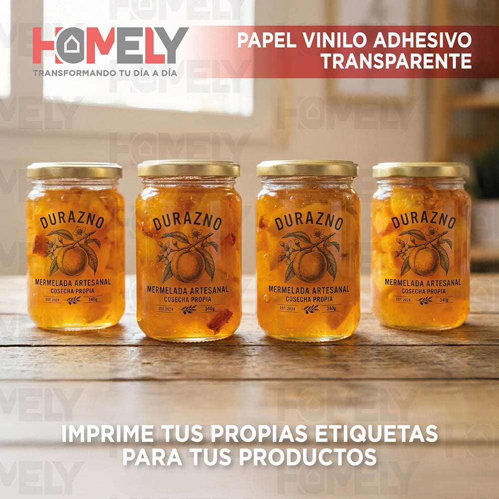 Papel Vinilo Adhesivo Transparente A4 20 Hojas Homely 90g Blanco