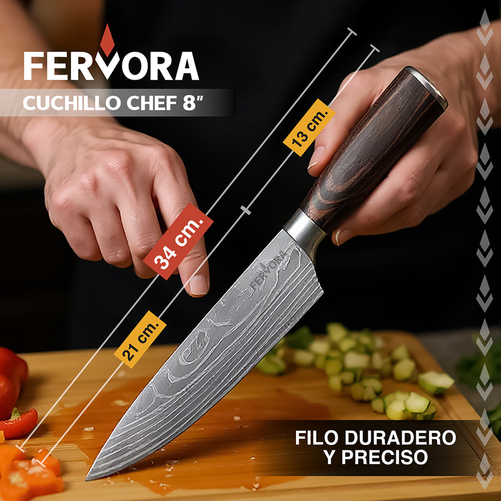 Cuchillo Chef 21 Cm Fervora Profesional de Cocina Acero Inox
