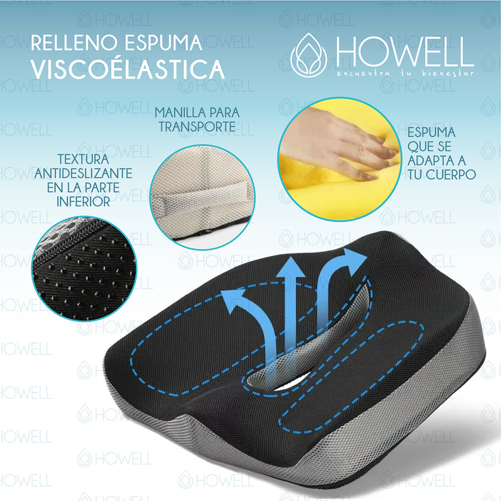 Cojín Ortopédico de Asiento Lumbar Howell Antideslizante