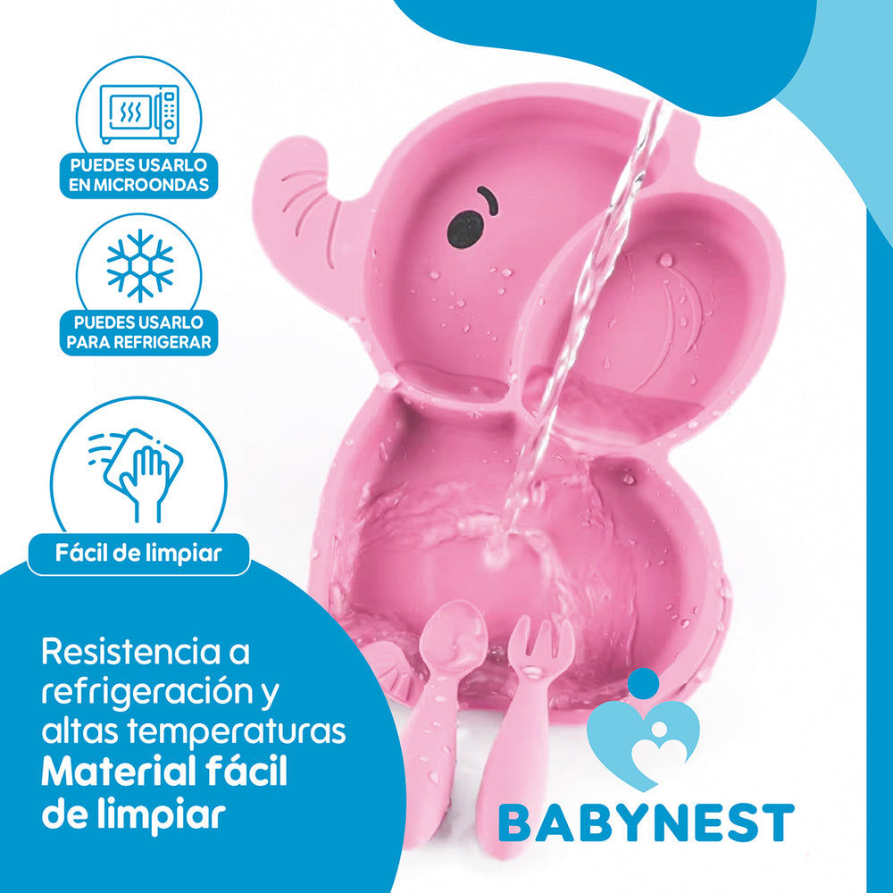 Set Alimentacion Silicona Bebe 10P Antideslizante BabyNest