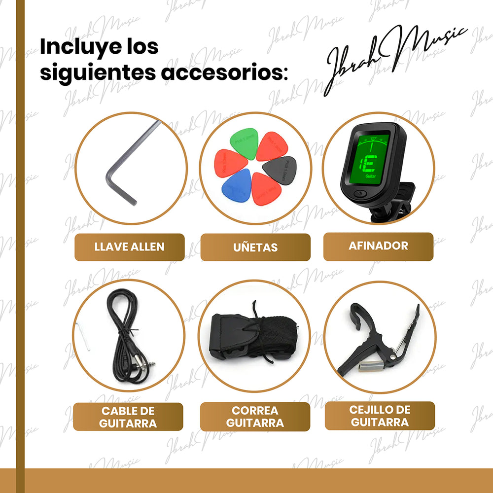 Guitarra Eléctrica Ibrah Les Paul Sunburst + Amplificador KA20W + Accesorios