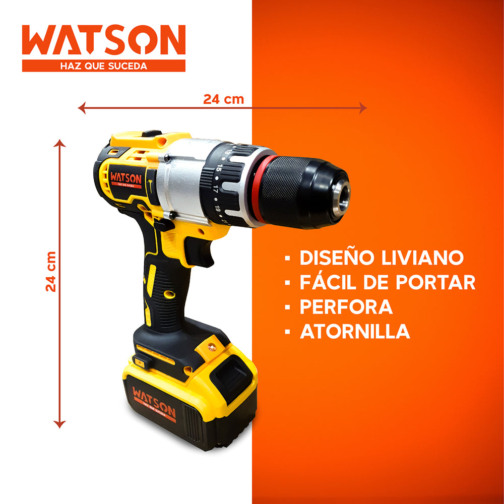 Taladro Inalámbrico Percutor 36V + Llave Impacto Watson