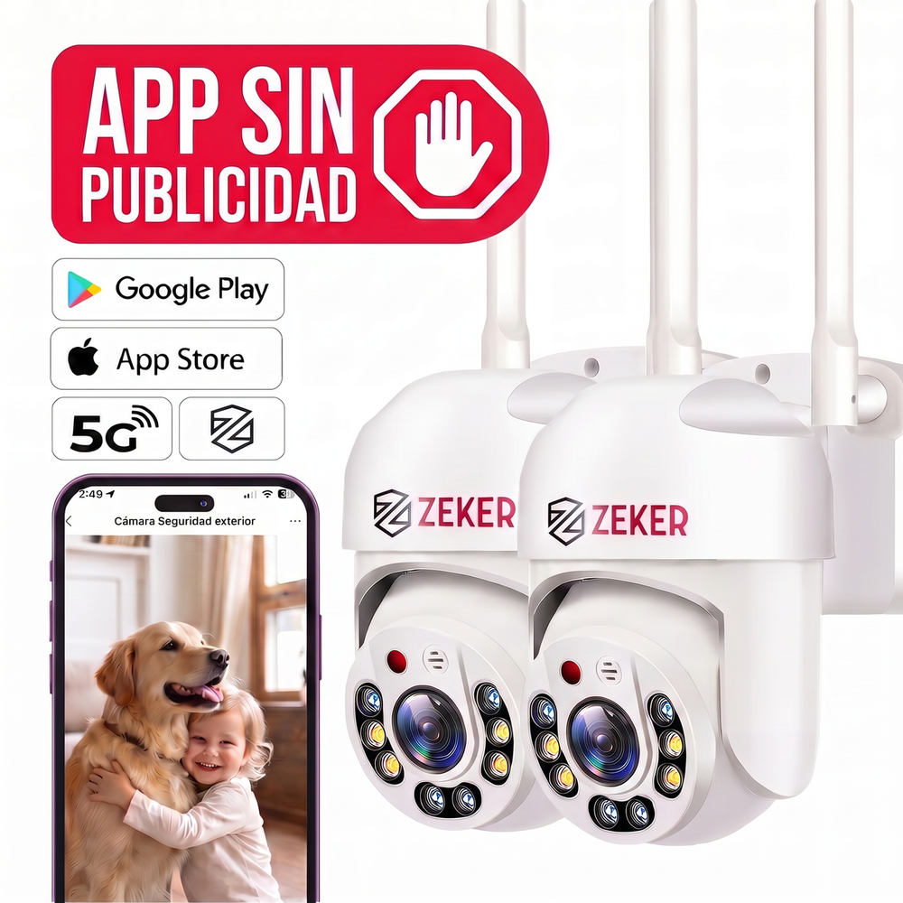 Pack x2 Cámara de Seguridad Wifi Impermeable Zeker 2MP 5G