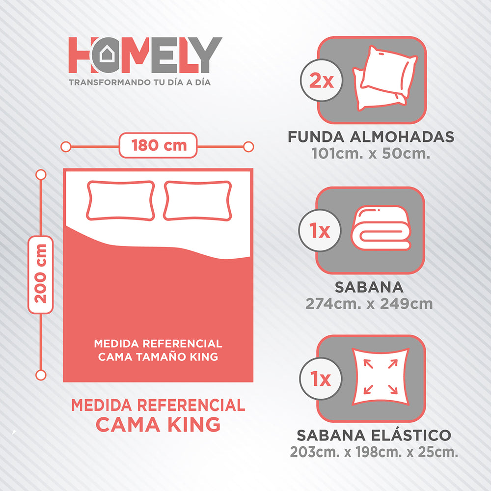 Juego de sabanas King Homely Suave 100 GSM 4 Piezas