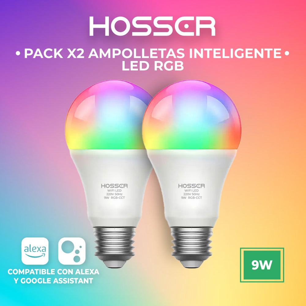 Ampolletas Led E27 Hosser Inteligente Led 9W RGB App Tuya X2