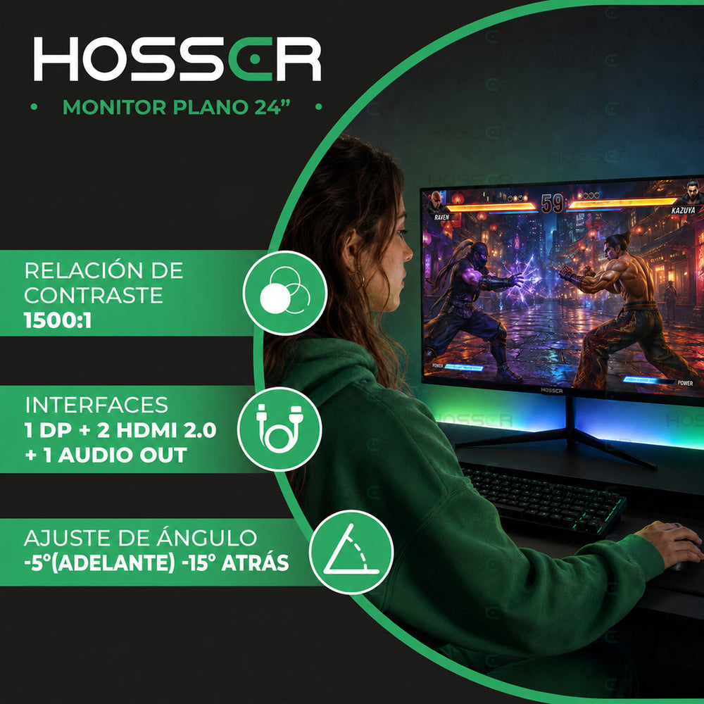 Monitor Gamer Hosser 24" 200 Hz 1ms Plano