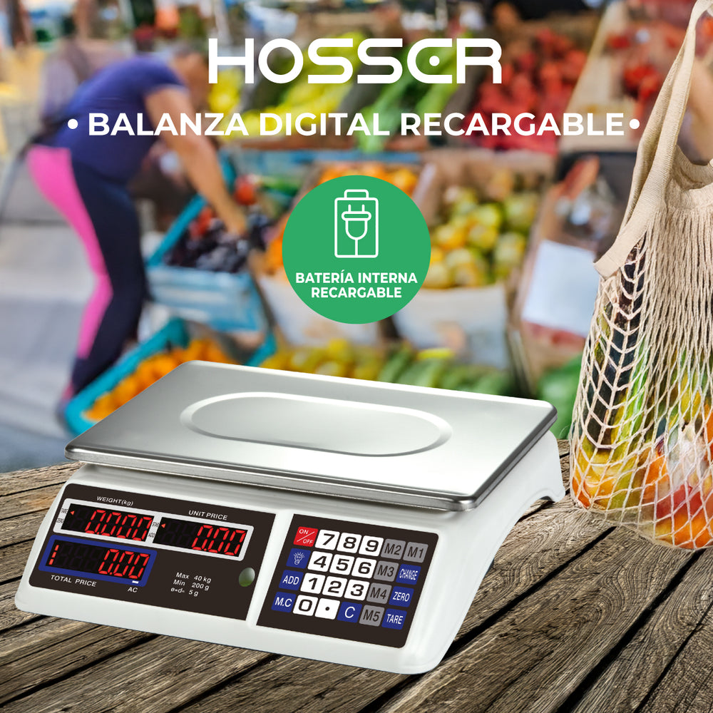 Balanza Digital Kasser Pesa 40 kilos Comercial Recargable