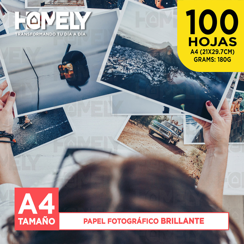 Papel fográfico brillante 100 hojas A4 180 g