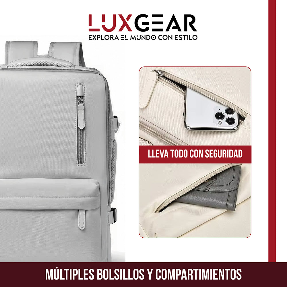Mochila De Viaje Expansible Luxgear NomadLifeV2 Impermeable - Beige